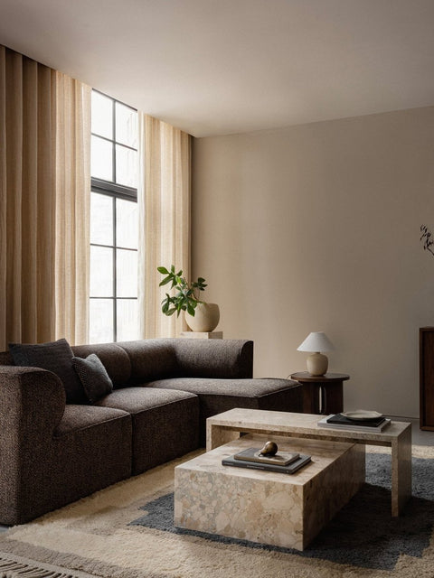 Audo Copenhagen Eave Sectional, 34" Depth, Chaise Modules with the Eave Modular Sofa and the Torso Table Lamp