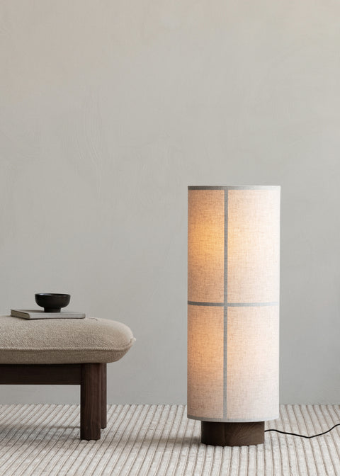 hashira japandi floor lamp and brasilia ottoman designed by Anderssen & Voll for audo copenhagen