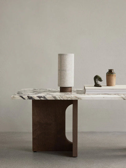 androgyne coffee table with marble top and wood base designed by Danielle Siggerud for audo copenhagen