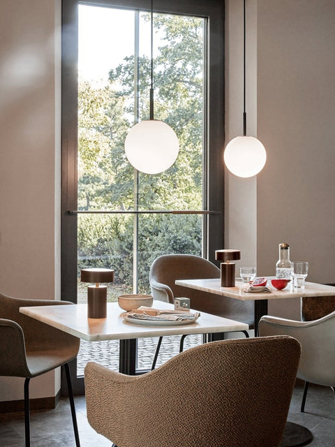 Audo Copenhagen Harbour Column Table, Rectangular in a styled interior