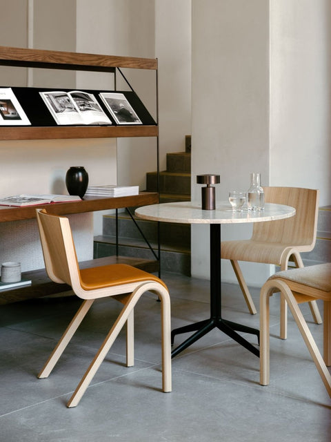 Audo Copenhagen Ready Dining Chair, Fully Upholstered with the Column Table Lamp
