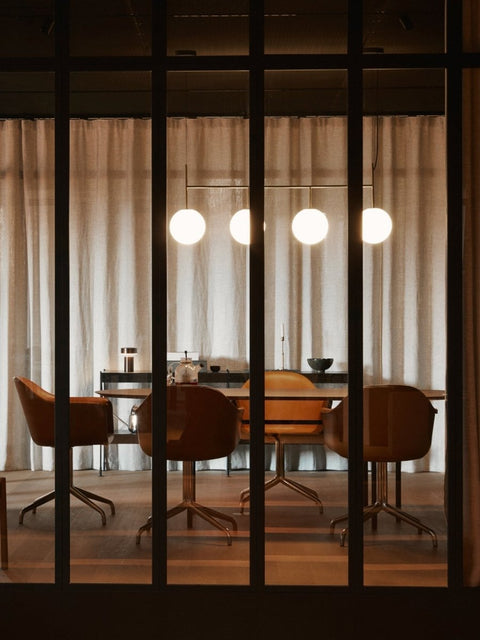Audo Copenhagen Harbour Arm Chair, Dining Height, Upholstered with the Snaregade Dining Table