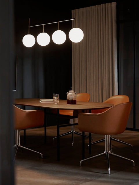 Audo Copenhagen Harbour Arm Chair, Dining Height, Upholstered with the Snaregade Dining Table