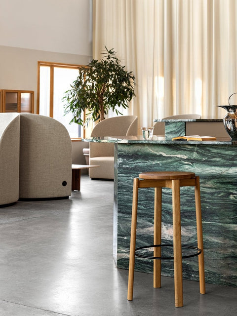 Audo Copenhagen Passage Bar & Counter Stool with the Tearoom Lounge Chair and the Tearoom Sofa
