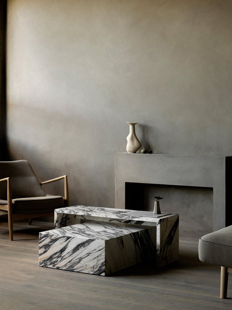 Audo Copenhagen Plinth Bridge with the Seal Lounge Chair and the Plinth Low