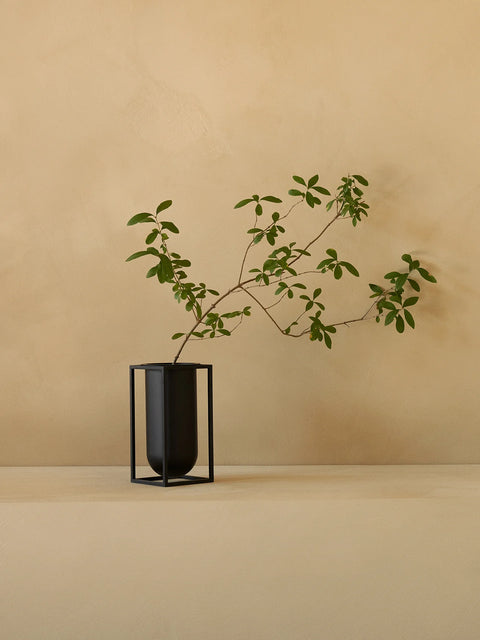 black metal kubus flower vase by soren lassen by audo copenhagen 