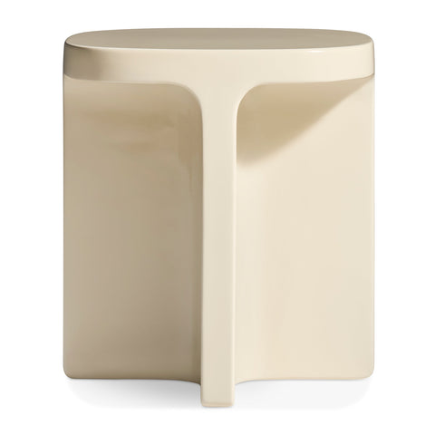 Small Talk Tall Side Table by Blu Dot in Ivory glass fiber reinforced concrete with high-gloss finish, front view