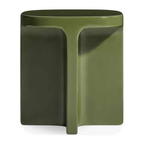 Small Talk Tall Side Table by Blu Dot in Olive glass fiber reinforced concrete with high-gloss finish, front view