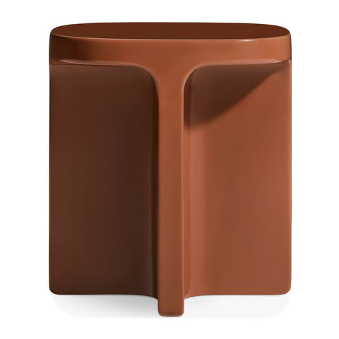 Small Talk Tall Side Table by Blu Dot in Rust glass fiber reinforced concrete with high-gloss finish, front view