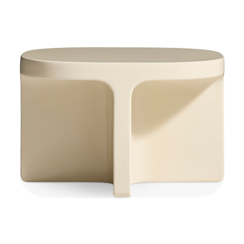 Small Talk Side Table by Blu Dot in Ivory glass fiber reinforced concrete with high-gloss finish, front view