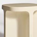 Small Talk Tall Side Table by Blu Dot in Ivory, high-gloss GRFC surface and rounded leg detail, close-up