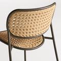 Made You Look Outdoor Chair by Blu Dot, woven plastic rattan back and seat detail, Dark Olive frame