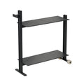 Museum Trolley by TAF Studio for String Furniture in black, a two-level aluminium trolley with wheels and handle