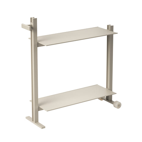 Museum Trolley by TAF Studio for String Furniture in beige, a two-level aluminium trolley with wheels and handle