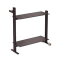 Museum Trolley by TAF Studio for String Furniture in dark brown, a two-level aluminium trolley with wheels and handle