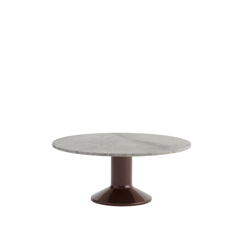 Midst Coffee Table in grey marble with dark red base by Muuto