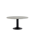 Muuto Midst Table with round grey marble top and black pedestal base – modern Scandinavian dining table