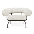 Gus Modern Mirador lounge chair in off-white speckled fabric with tubular backrest and black steel frame