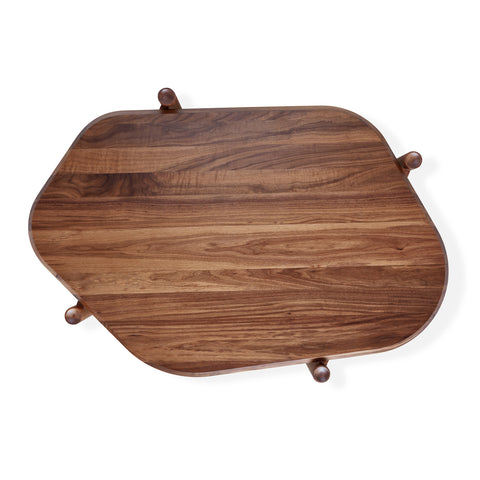 monarch coffee table in walnut by gus modern, top view