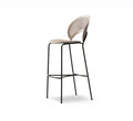 Scandinavian barstool with curved plywood seat and fretwork detailing by Nanna Ditzel