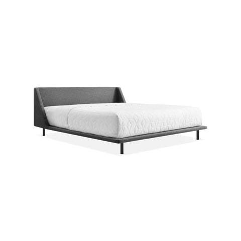 Nook Bed by Blu Dot in Gabro Grey, king size, three-quarter front view
