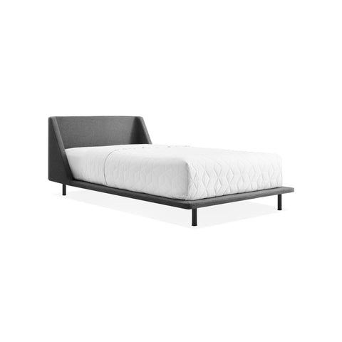 Nook Bed by Blu Dot in Gabro Grey, twin size, three-quarter front view