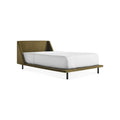Nook Bed by Blu Dot in Moss Velvet, twin size, three-quarter front view