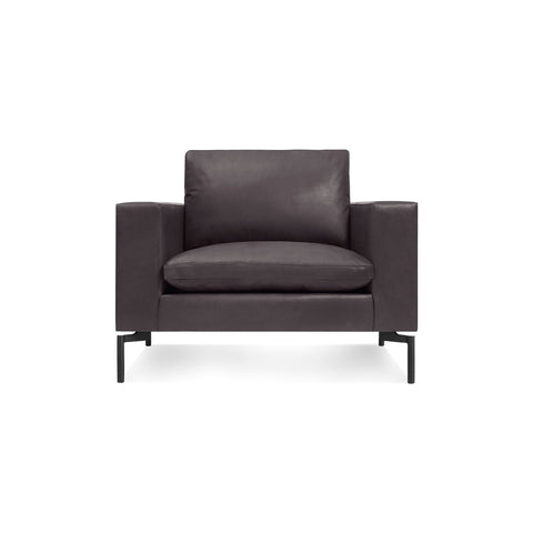 New Standard Lounge Chair by Blu Dot in Dark Brown and Leather with Black legs