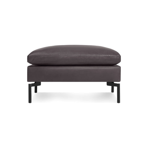 New Standard Ottoman by Blu Dot in Dark Brown and Leather with Black legs