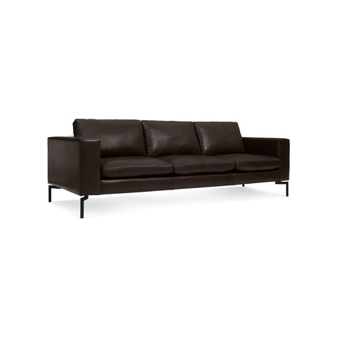New Standard 92" Sofa by Blu Dot in Dark Brown and Leather with Black legs