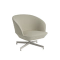 muuto oslo lounge chair with swivel vbase finished in vidar 146 fabric and grey base 