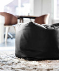 Otto Pouf w/o button, Zenso Black Leather by Bent Hansen