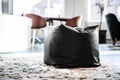 Otto Pouf w/o button, Zenso Black Leather by Bent Hansen