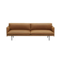 Muuto Outline Sofa 3 seater in cognac refine leather and black base 