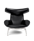 ox chair designed by Hans Wegner in black leather for fredericia furniture