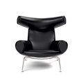 ox chair designed by Hans Wegner in black leather for fredericia furniture