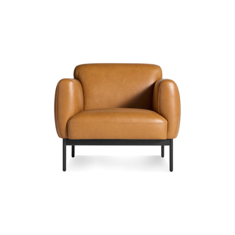 Puff Puff Lounge Chair by Blu Dot in Canyon Leather, front view
