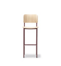 plan barstool by fredericia in oak lacquered and red frame