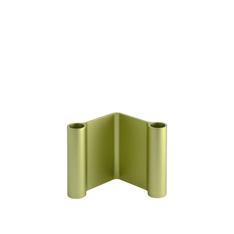 Muuto Pair Candleholder 11 cm in anodized green aluminum, sculptural Scandinavian design