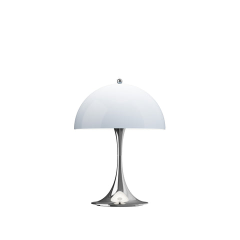panthella 250 portable light by Louis poulsen in opal blue grey chrome