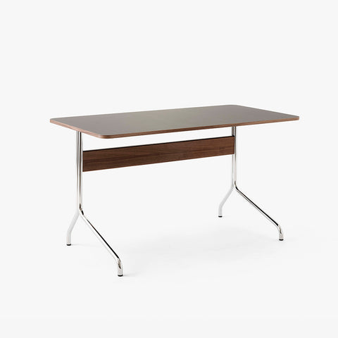 Pavilion AV16 Desk by &Tradition in Charcoal Linoleum with Lacquered Walnut and Chrome Frame