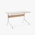 Pavilion AV16 Desk by &Tradition in Mushroom Linoleum with Clear Lacquered Oak and Chrome Frame