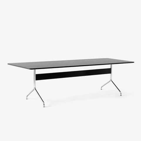 Pavilion AV24 Dining Table in Black Lacquered Oak with Chrome Base by &Tradition
