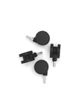 Pedestal Wheels in Charcoal, set of four furniture wheels, on a plain white background