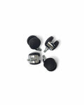 Pedestal Wheels in Chrome, set of four furniture wheels, on a plain white background