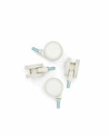 Pedestal Wheels in Pearl, set of four furniture wheels, on a plain white background