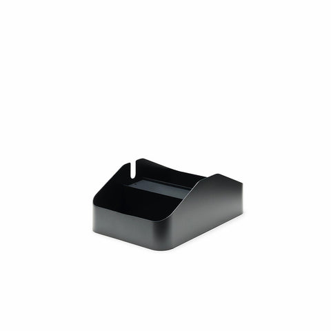 Pedestal Power Bar Tray Double in Charcoal, two-compartment steel cable tray, on a plain white background