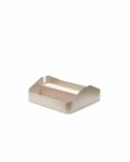 Pedestal Power Beam Tray Double in Oat, two-compartment steel cable tray with a power beam, on a plain white background