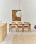 post dining table and post dining chairs designed by cecile manz for fredericia furniture