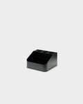 Pedestal Power Bar Tray in Charcoal, steel power bar holder, seen from the front with the opening facing the camera